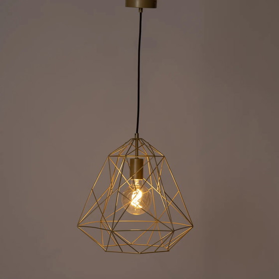 Image 1 of Suspension industrielle dorée - Cadre de base par QAZQA