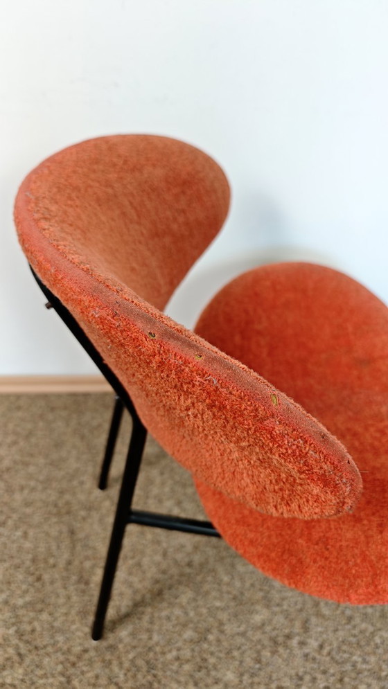 Image 1 of Gastone Rinaldi Chair / Mid Century Modern Italian Design Lounge chair / 1960s Wire Easy Chair / Orange Boucle Retro Furniture