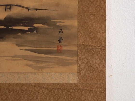 Antico kakejiku giapponese di un paesaggio a inchiostro su carta – Giappone, circa 1900 – Dipinti e disegni (photo 27 of 40)