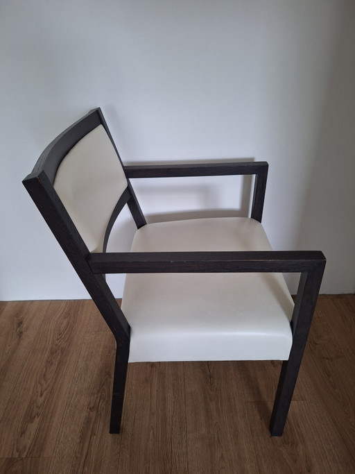 6 dining chairs in wenge wood and aniline leather