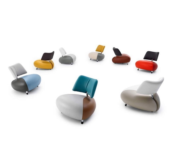 Image 1 of LeoLux Design Sessel Leder grau-schwarz-beige