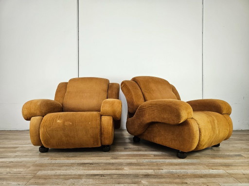 Pair of 1970s fabric armchairs