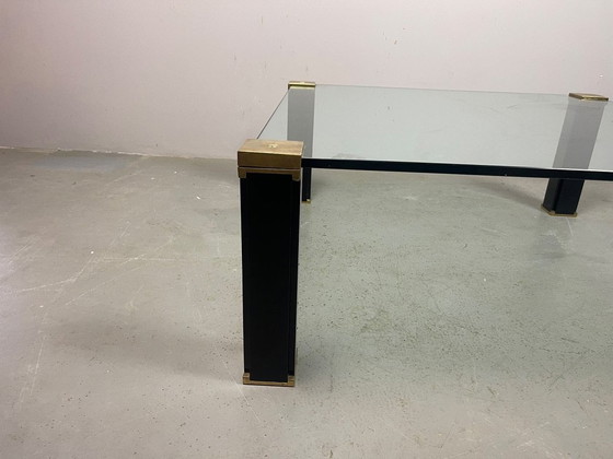 Hollywood Regency Mid-century Design Peter Ghyczy Glass & Brass Coffee Table. The Netherlands, 1970s. Ref.: (photo 4 of 12)