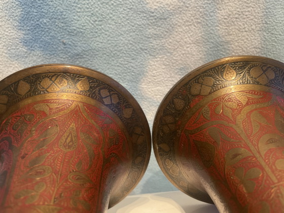 Image 1 of 2x Indian trumpet vases/chalices