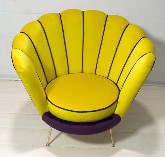 Image 1 of Sillón de terciopelo italiano moderno de mediados de siglo Radice & Minotti, años 50