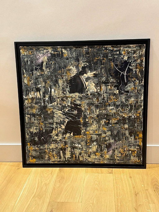 Cuadro original « East London » Gérard Schleich, 86 x 86 cm, enmarcado