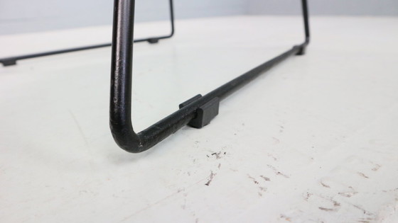 Image 1 of Silla Diamond de Harry Bertoia en metal blanco y negro y asiento de cuero nuevo