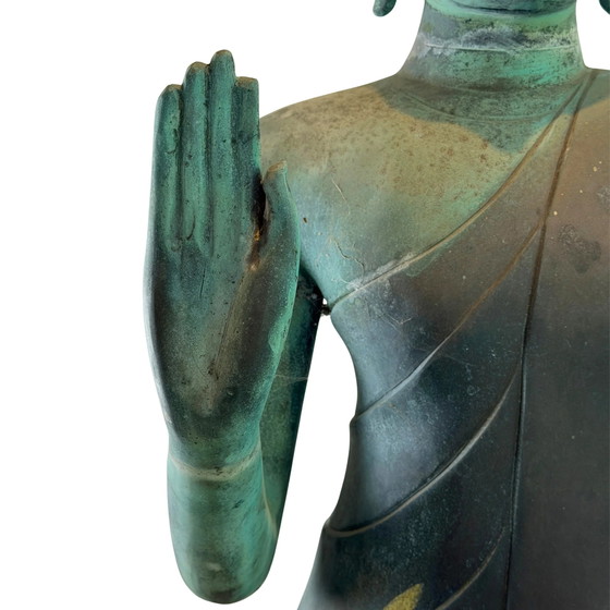 Monumental Thai Bronze Buddha – Sukhothai Style – Dated 1961 – 190 cm – Sculpture (photo 3 of 20)