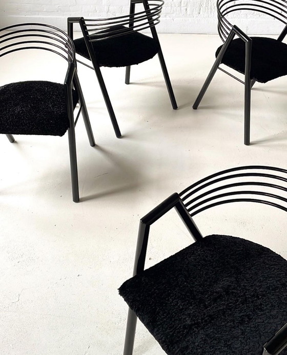 Image 1 of Vintage 80's stoelen zwart opnieuw bekleed