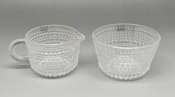 Image 1 of Arabia Nuutajärvi Kastehelmi Set zucchero e panna – Oiva Toikka – Finlandia – Scatola originale
