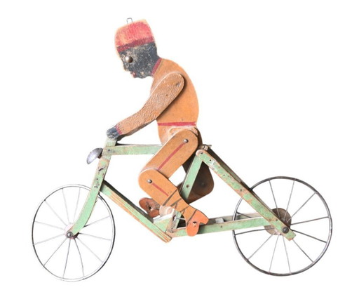 Spielzeug-Gelenkradfahrer - Belgische Volkskunst, Anfang 20.