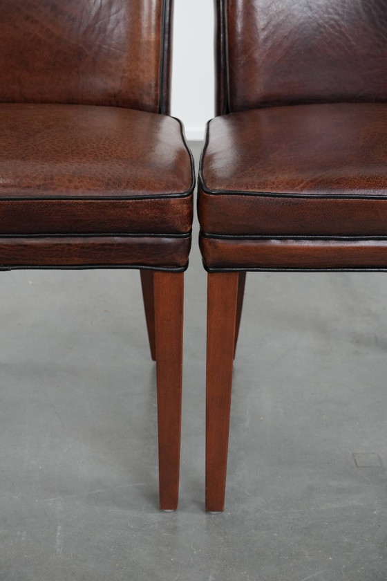 Image 1 of 2 sedie da pranzo in pelle di pecora con carattere e bellissimi colori caldi