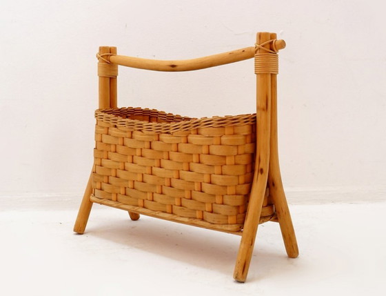 Image 1 of Porte-revues vintage bohème en bambou - Années 1970