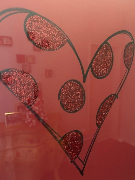 Image 1 of Opera originale di Romero Britto - Cuore a pois glitterati (1976)