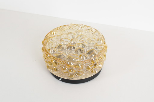 1 lámpara de pared 'Flower' original de Erco, años 70, de cristal ámbar