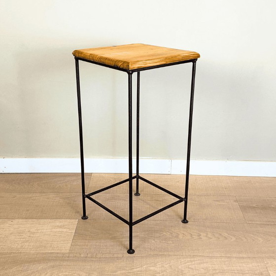 Image 1 of Industrial Steel and Wood Side Table