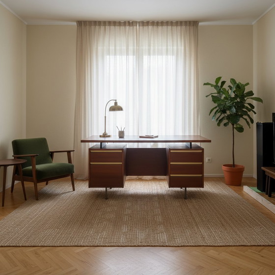 Image 1 of Scrivania in teak di metà secolo degli anni '60 con piano sospeso