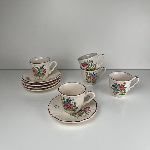 Set van 5 KG Luneville kopjes + schotels - Réverbère model