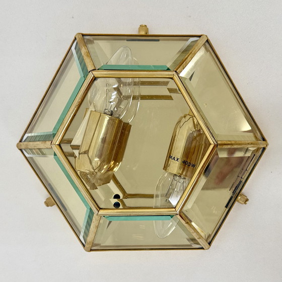 Image 1 of Set di 2 lampade da parete esagonali di Sothis, Italia anni '80