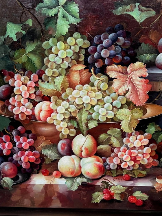 Natura morta con frutta. Olio su tela. Firmata., Dipinti e disegni, Mid Century Modern (foto 3 di 7)