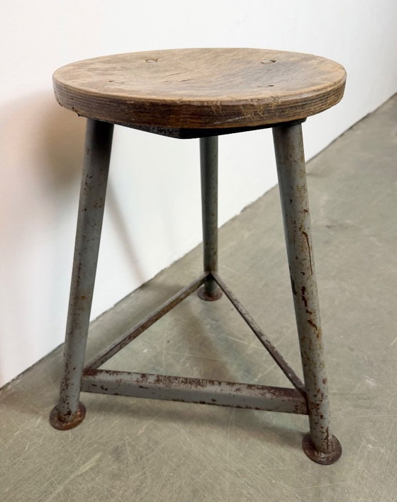 Image 1 of Grey Industrial Workshop Stool, 1960s