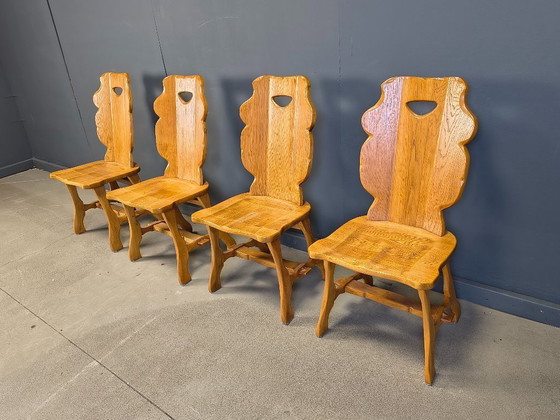 Image 1 of Chaises de salle à manger rustiques vintage, ensemble de 4 - années 1960