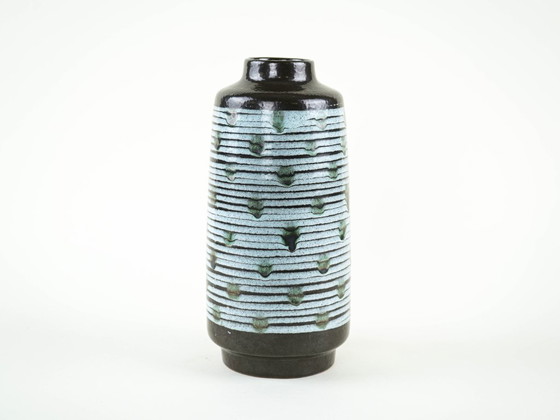 Vaso in ceramica, design tedesco, anni '70, prodotto in Germania Ovest, Vasi, Nero, Vintage (foto 3 di 8)