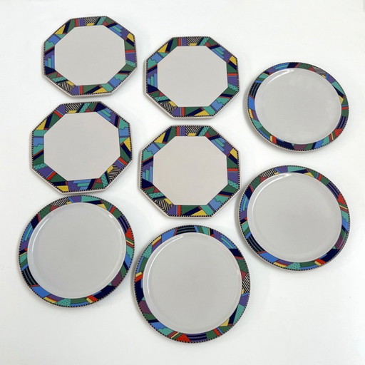 Set aus 8 Tellern Metropol von Barbara Brenner für Rosenthal, 1990er Jahre