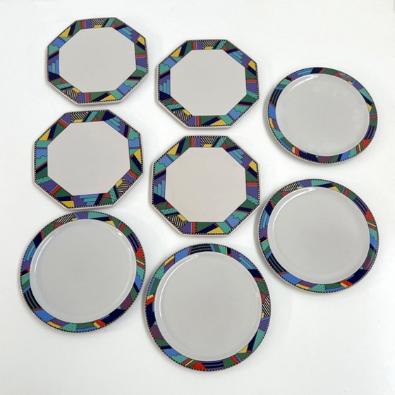 Image 1 of Set aus 8 Tellern Metropol von Barbara Brenner für Rosenthal, 1990er Jahre