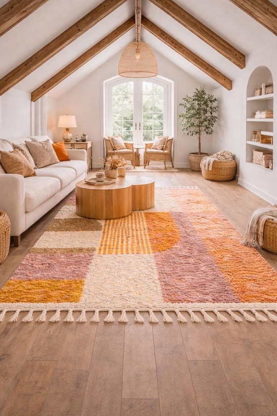 Image 1 of Tapis en laine Marocain d’atlas artisanale traditionnelle 2/3 m