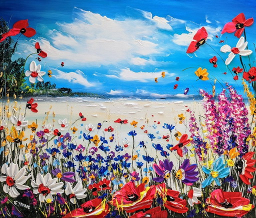Evelina Vine - Flower Tango - Artist's Painting – schilderijen tekeningen, Canvas