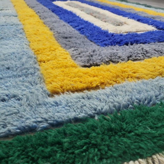 Image 1 of Handmade ecru Moroccan rug with geometric patterns, 250cm x 150cm