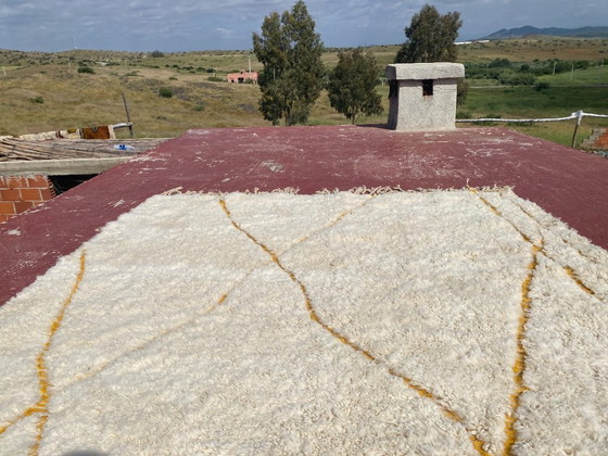 Image 1 of Beni Ouarain Rug 200x200 cm – Handmade Moroccan Wool Carpet – Ivory Berber Geometric Design