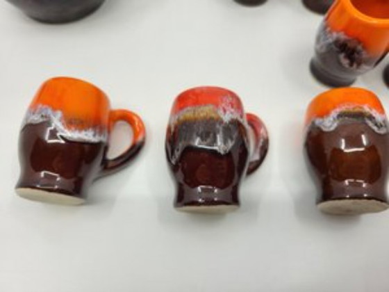 Image 1 of Vallauris keramiek koffieservies Frankrijk Côte-d'Azur 1960 vintage Set van 9