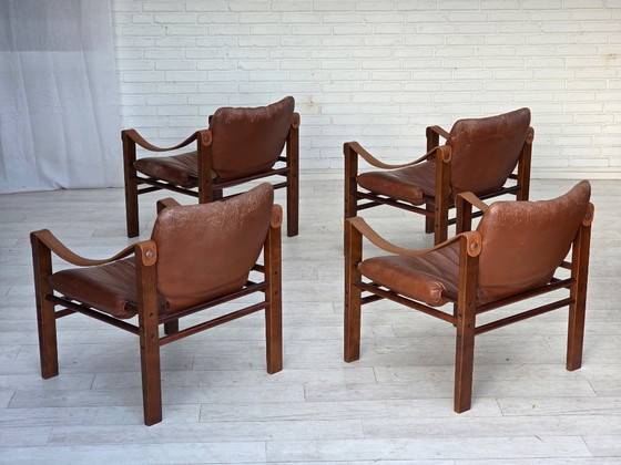 Image 1 of 1970s, Danish armchair model "Safari" by Skippers Furniture, furniture leather.