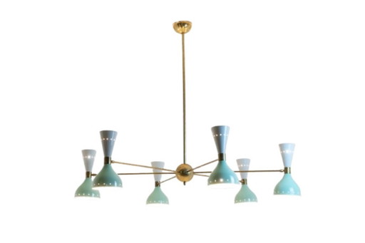 Lampadario diabolo a raggiera con 12 luci. Contemporaneo.