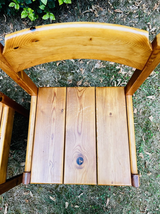 Image 1 of 2x Brutalistische Grenenhouten Eetkamerstoelen – Furusnickarn AB, Zweden 70s