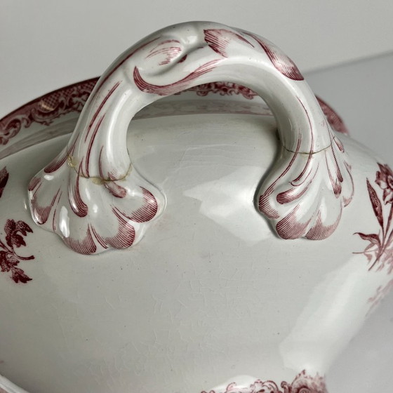 Sopera Sarreguemines, modelo "Fontange", roja, 1918-1950 – Loza, Ceramic, Vintage (photo 9 of 14)