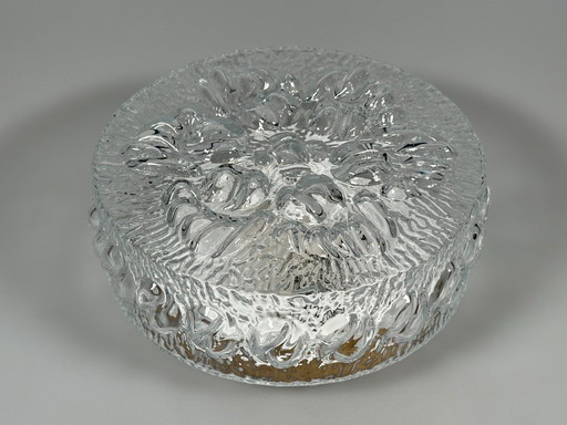 60er 70er Jahre Deckenlampe Plafoniere Flush Mount Glas Metall Space Age Design