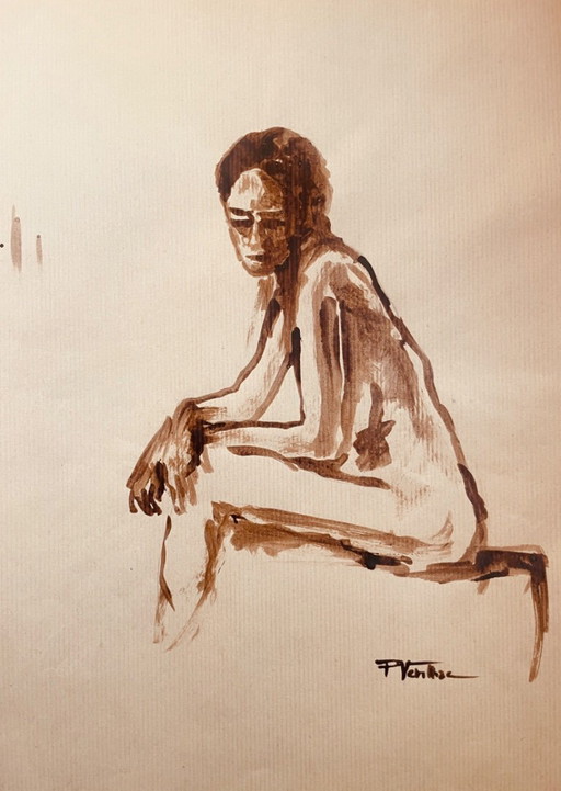 Preparatory sketch for a female portrait depicting "sadness"