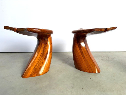 Polyte Solet Dolphin Coffee Table And Stools, 1990s – salontafels, Glass, Wood (photo 2 of 16)