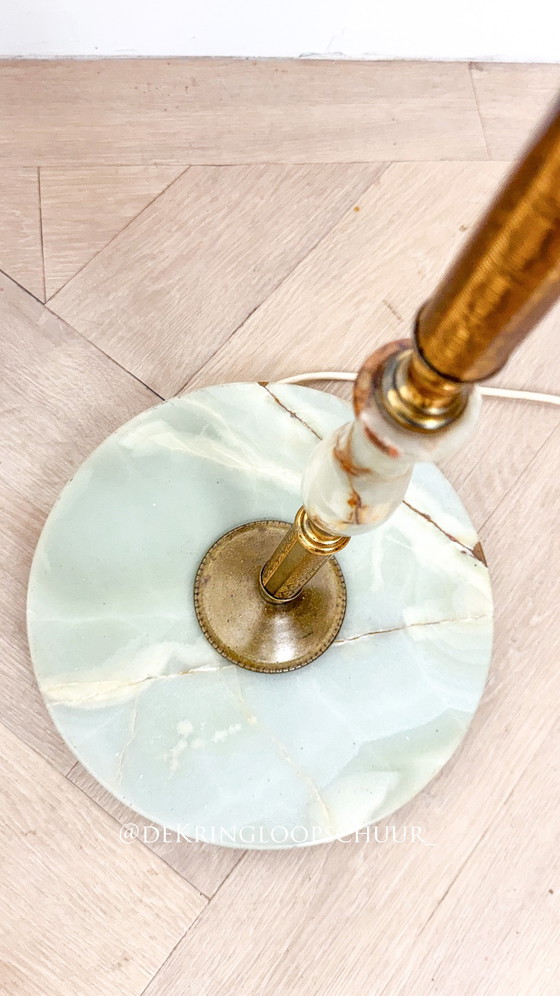 Vintage Messing Onyx Marmer Vloerlamp Excl. Lampenkap – Vloerlampen, Marble, Metal (photo 8 of 8)