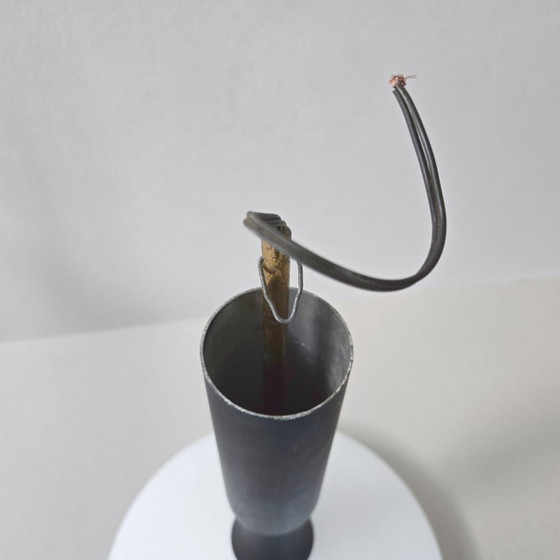 Image 1 of Vintage Arlus House hanglamp uit de jaren 50 in opaalglas, messing en metaal.