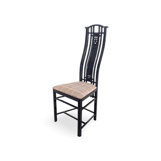 Image 1 of Ensemble original de 4 chaises Giorgetti Umberto Asnago, noires, Italie
