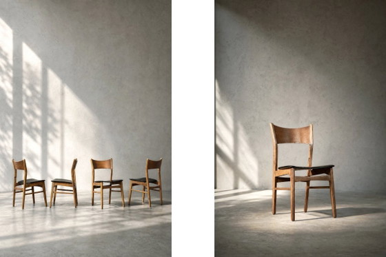 Image 1 of Vintage Mid-Century Scandinavian Modern Dining Chairs in Beech and Teak, 1960s, Set of 4