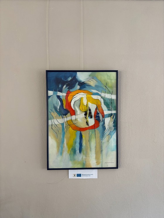 Image 1 of 5 x acryl op papier, niet ingelijst