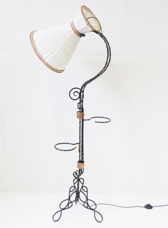 Image 1 of PRACHTIGE DIABOLO STAANDE LAMP MET VERWIJDERBARE PLANTENSTANDAARD, VINTAGE STAANDE LAMP UIT DE JAREN 50