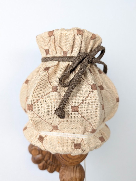 Image 1 of Carved Pine Wall Sconces with Jute Shades, Swedish Design, 1970s