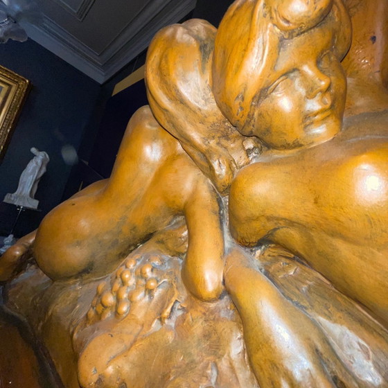 Bacchantes Nude Women & Fruit Sculpture attributed to Jef Lambeau, 1900s – Wood, Barok (photo 5 of 14)
