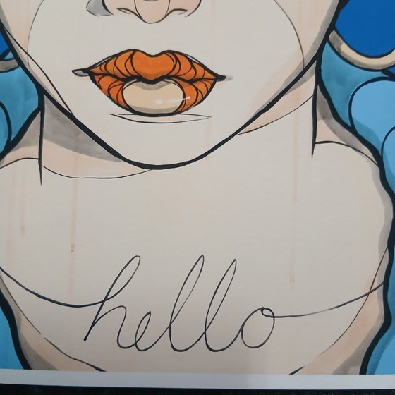 Image 1 of El Bocho - Ciao in blu - Mini - Giclée - firmato a mano